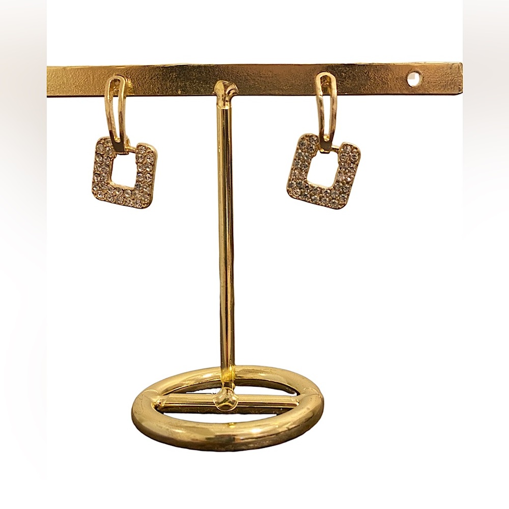 Statement Rhinestone Open Square Drop Earring - image 1